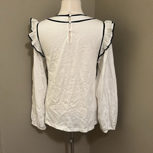Bohme Boho Long Sleeve Top with Embroidery and Ruffle Detail Size Large - Picture 4 of 4